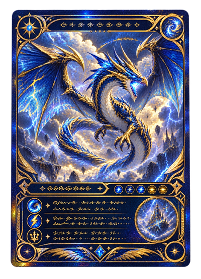 Original blue and gold fantasy trading card without a protective case