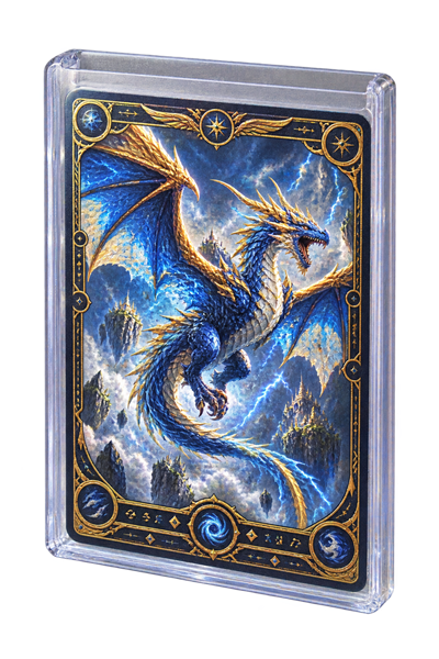 Original fantasy trading card inside a clear top loader